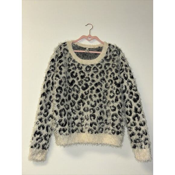 vintage‎ mudd sweater Sz Med cheetah Print Leopard Y2K Fuzzy Sweater Lux Classic - Picture 1 of 4